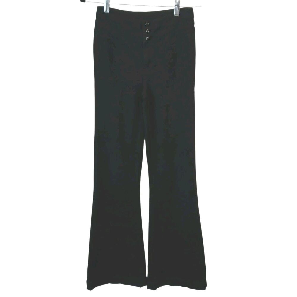 PAIGE‎ Genevieve Corset Jeans Boss Black High Rise Flare Leg Size 25 Buttons